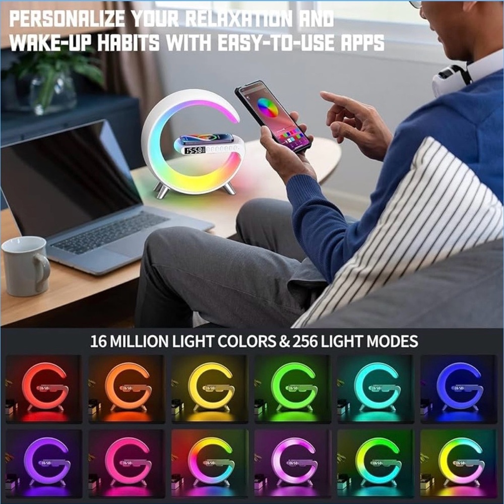 Smart LED Table Lamp, 4 N 1 Charger, Nightlight, Alarm Clock ,Bluetooth - Picture 4 of 9